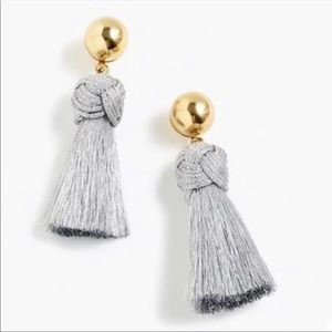J.Crew Silver Ball Tassel Earrings w/ Dust Bag